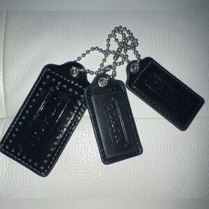 COACH NEW YORK BLACK LEATHER KEYFOB BAG CHARMS KEYCHAIN 3units
